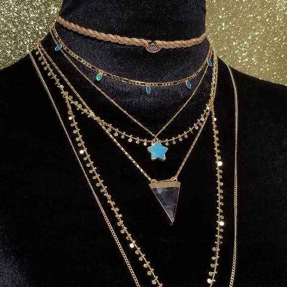 Rainbow fluorite gold plated chain necklace - Picture 5 of 6